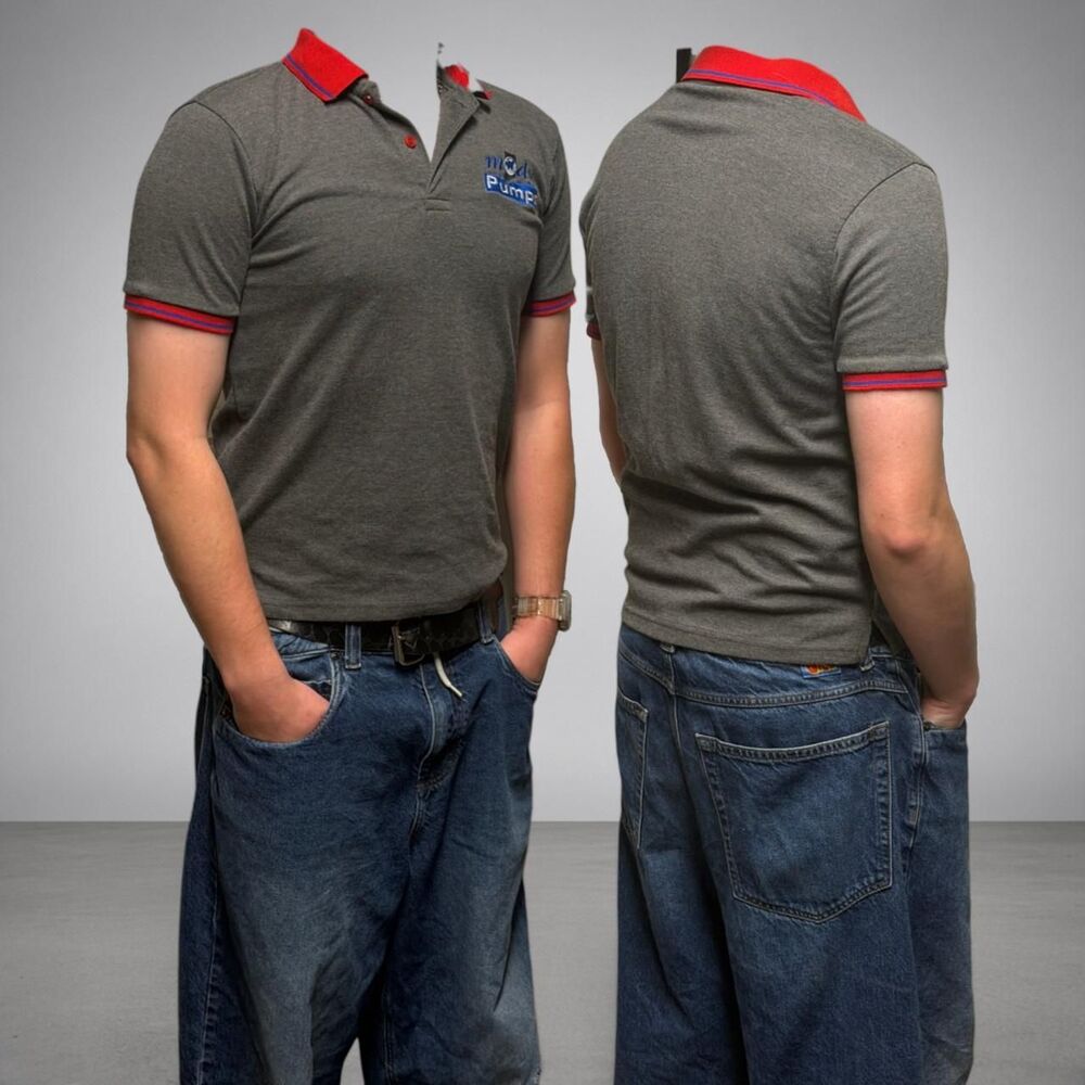 Unbranded Men's Grey and Red Polo-shirts